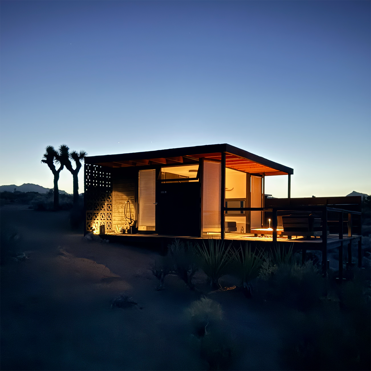Studio tucked between desert boulders